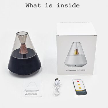 Аромадифузор для ефірних олій, портативний зволожувач повітря з холодним туманом та теплим світловим ефектом, пульт дистанційного керування, об'єм 150 мл, для спальні, офісу, вітальні, йоги (Чорний)