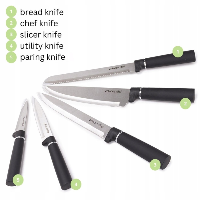 Набір ножів у підставці Kamille, 5 предметів