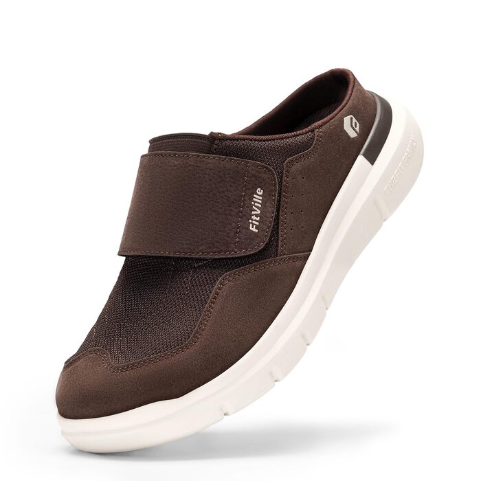 Домашні тапочки для чоловіків FitVille з широкою колодкою, зручні та з підтримкою склепіння стопи, розмір 41-50 (42 EU, коричневі)