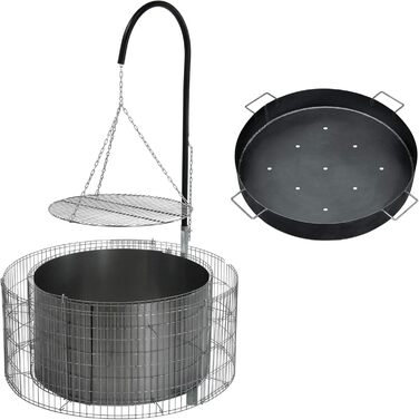 Bellissa Fire and Grill Area made of Gabions - 95580 - Fire pit including a charcoal bowl - Diameter 92/72 cm, Height 40 cm