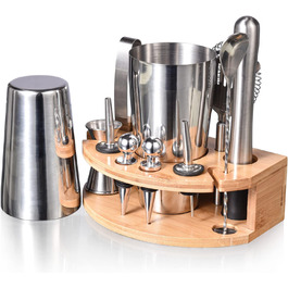 Cocktail Shaker Set, Esmula 750ML 12-Piece Stainless Steel Bartender Kit Gift for Men, Women, Friends, Home Stylish Bar Tool Set with Cocktail Recipe Booklet (Stainless Steel)