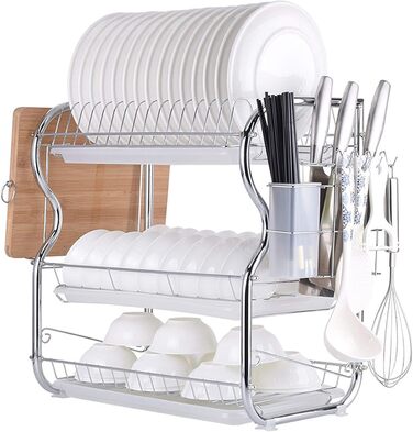 Підставка для посуду на 3 яруси, сушилка для посуду Kitchen Craft, для тарілок та столових приборів