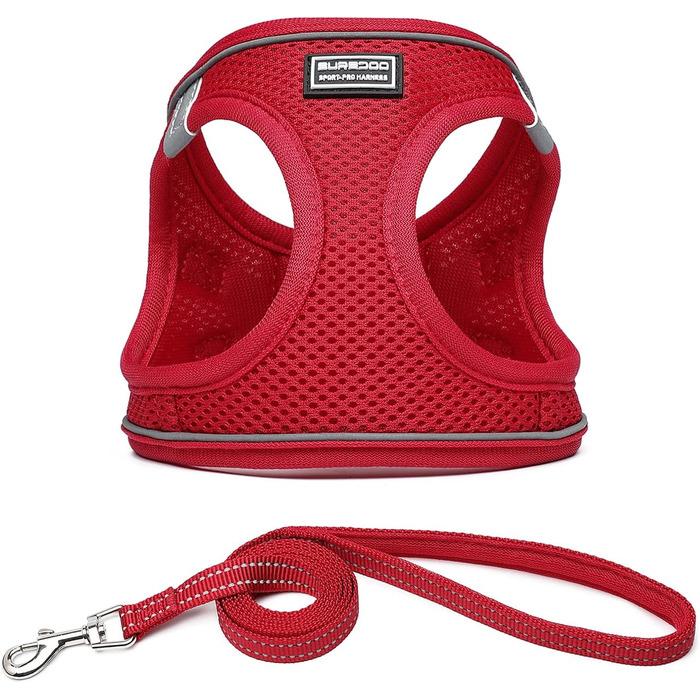 Нашийник для собак з повідком Anti-Pull, світловідбиваючий, для маленьких собак, кошенят, тварин (Червоний, S)