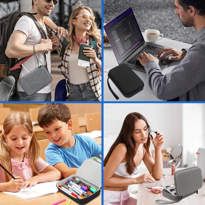 Органайзер для кабелів Teskyer, чорний, жорсткий кейс, водонепроникний, 14 x 22 x 6,5 см