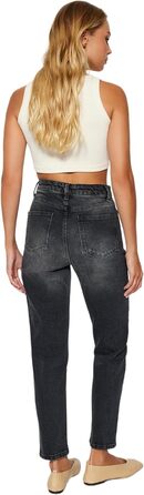 Джинси жіночі Trendyol Mom Jeans висока талія прямі чорні розмір 34
