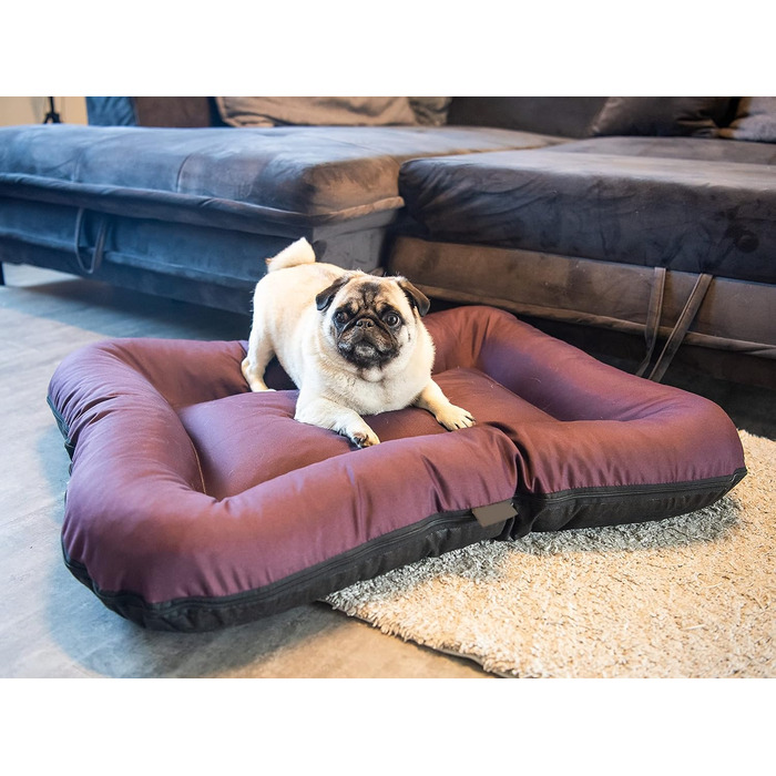 Ліжко для собак середніх розмірів 4L Textil KLEO, водонепроникне, знімний чохол, 90x70 см (темно-зелене)