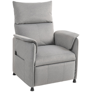 HOMCOM Electric Recliner TV Chair with Memory Function, Quiet Operation, Reclining Function, Adjustable Reclining Chair with Pet-Friendly Velvet-Like Fabric, Remote Control, Grey | Aosom