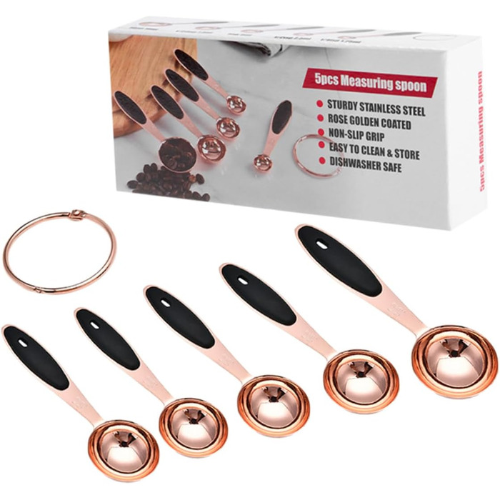 MAGICLULU 3 Sets Rose Gold Measuring Spoons, Measuring Cups, Scoops, Grill Plate, Baking Mold, Cocktail Spoon, Measuring Spoon, Kitchen Baking Utensils, Kitchen Accessories, Stainless Steel