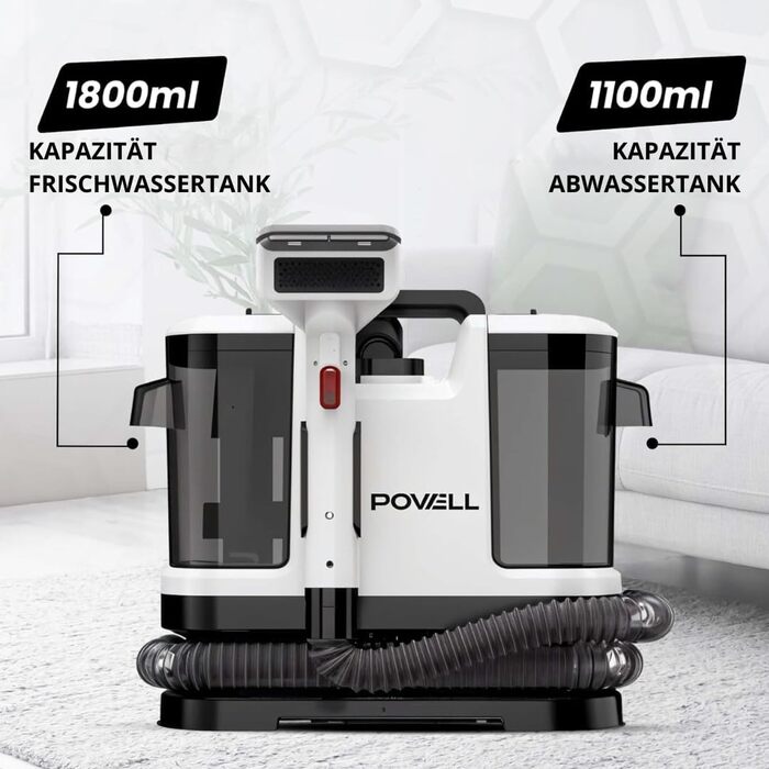 Портативний пилосос для чищення килимів Powell Waschsauger 450W, 13kPA, для килимів, диванів, автомобілів (сірий)