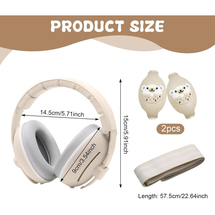 Навушники для захисту вух дітей, 0-4 роки, 25dB – регульовані, з неслизьким обручем, для літака, свят та подорожей