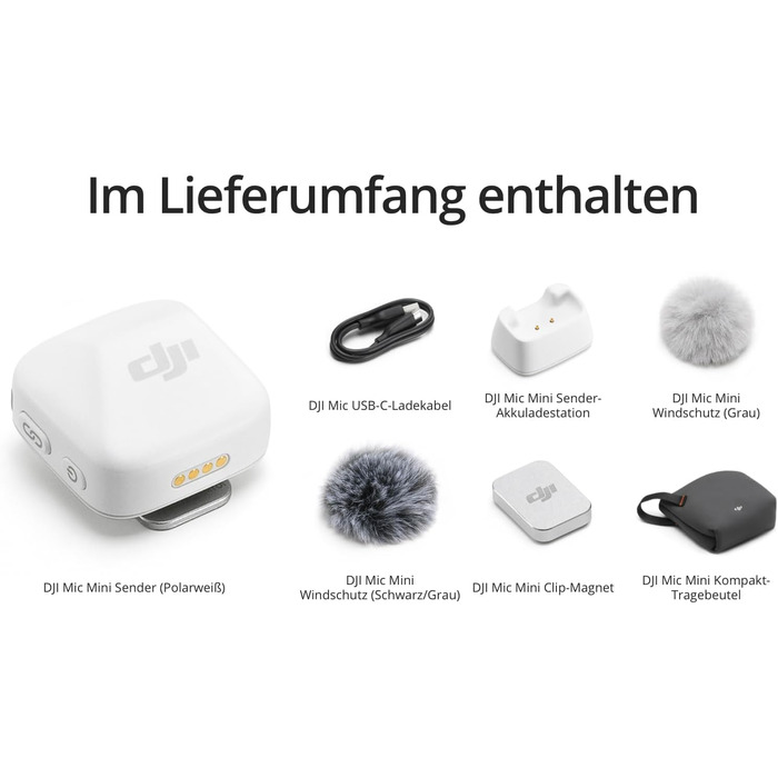 Мікрофон DJI Mic Mini Sender (Чорний), Ultraleicht, Osmo Audio, шумозаглушення, бездротовий мікрофон для телефону/камери, iPhone, Android, Vlog, YouTube (Mic Mini Sender (Білий))