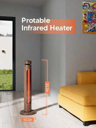 Інфрачервовий обігрівач 1500W для тераси та вулиці: 8 режимів, осциляція 75°, IP65, з пультом та таймером (колір: елегантний коричневий)