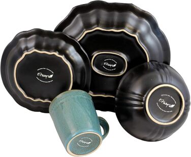 Набір посуду Elama, 16 предметів, смарагдово-зелений, кераміка (круглий, овальний)