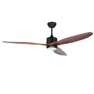 Стеляний вентилятор Ovlaim з підсвічуванням та пультом керування, тихий DC мотор, 3 лопаті, Smart, для вітальні/спальні, натуральний & срібний (колір: коричневий, діаметр: 165 см)