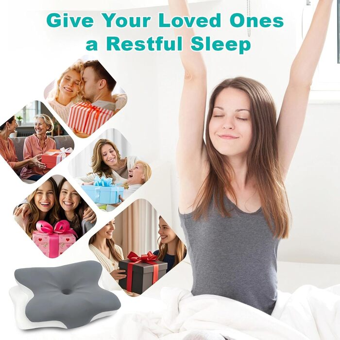 Ортопедична подушка Omtofo з піною з пам'яті для шиї, спини та сну на животі, 63 x 42.5 x 13.8/9 см