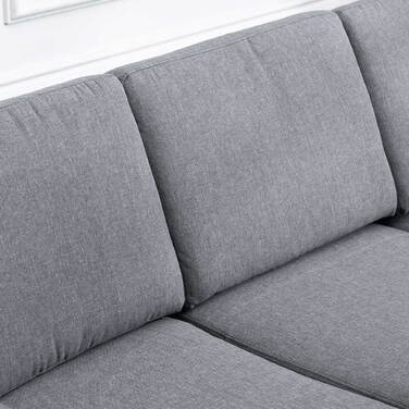 HOMCOM 3-Seater Upholstered Sofa, Fabric Sofa, Living Furniture, TV Chair, Cushions, Armrests, Linen, Dark Grey, 200 x 82 x 78 cm | Aosom