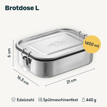 Stainless Steel Lunch Box with Compartments, 3-Piece Set – Lunchbox for Kids & Adults – Leakproof & Lightweight - Flexible Divider