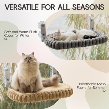 Крісло-гамак для котів EDAGNY на вікно з м'якою підстилкою та знімним чохлом. Стабільна сталева конструкція, до 18 кг (зелений, сірий)