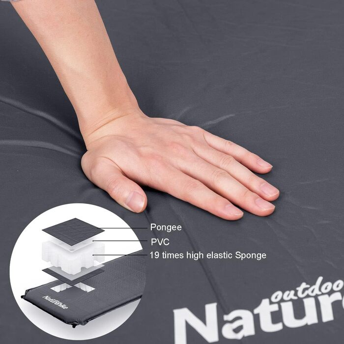 Кемпінговий килимок Naturehike надувний, 6 см, сірий - для кемпінгу, подорожей та піших прогулянок