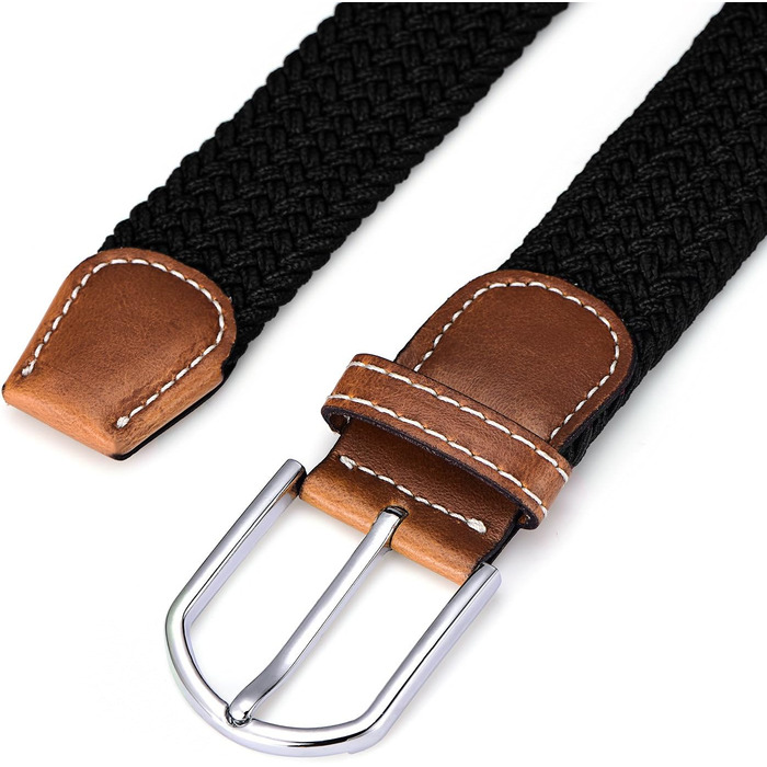 Плетіний еластичний ремінь DonDon для жінок та чоловіків, чорний, 100-120 см