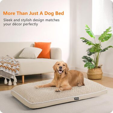 Ортопедичний лежак для собак, двоярусний килимок для собак, зручний лежак для собак, знімний кошик для собак, 90 см для собак маленьких та середніх порід (105 x 69 x 12 см, бежевий)