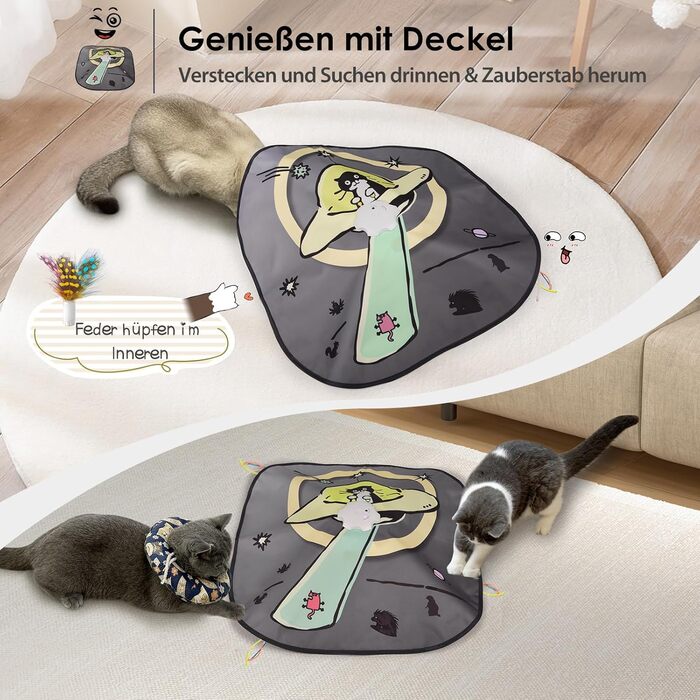 GoldenSun Cat Toy, Rechargeable, Interactive 4-in-1 Toy for Indoor, Hide-and-Seek Toy for Kittens, Whack-a-Mole Motion, Electronic Cat Toy for Exercise (Space Cat)