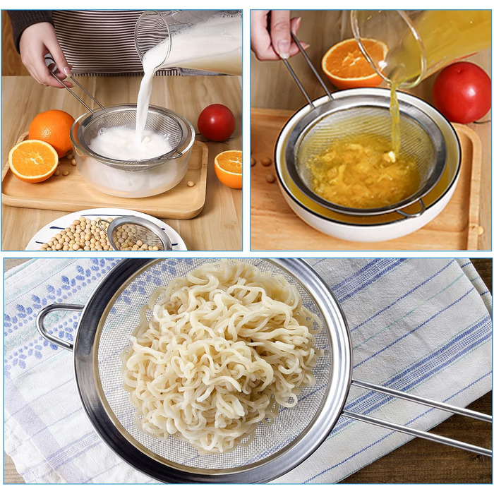 Ситечко кухонне 7 см, нержавіюча сталь, дрібна сітка, для чаю, борошна, рису, макаронів, овочів та фруктів, довговічне кухонне приладдя