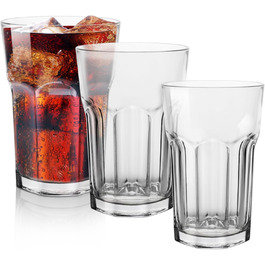 Concept 11 - Water Glasses Set 12-Piece, Drinking Glasses Set, 410ml Glasses Set Stackable - Perfect for Juice, Water, Latte Macchiato, Large Glasses Set of 12