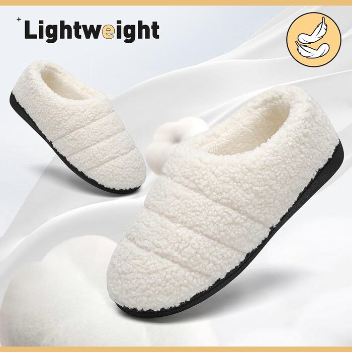 Тапочки халатні Mishansha зимові, теплий memory foam, жорстка підошва, розмір 36-47, білі