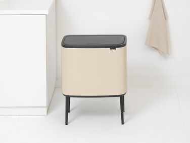 Сміттєвий відер Brabantia Bo Touch Bin на 36 л, металевий, білий, з 3 внутрішніми відрами по 11 л, 54 x 32 x 68 см