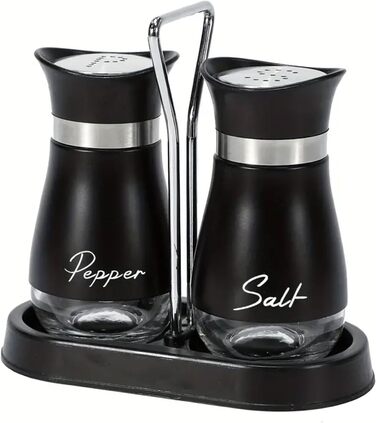 Набір для солі та перцю: скляні та нержавіючі солянки та перечниці, кухонне приладдя, набір для спецій, чорно-білі контейнери для спецій для кухні, в дорогу, кемпінг, барбекю, наповнювані