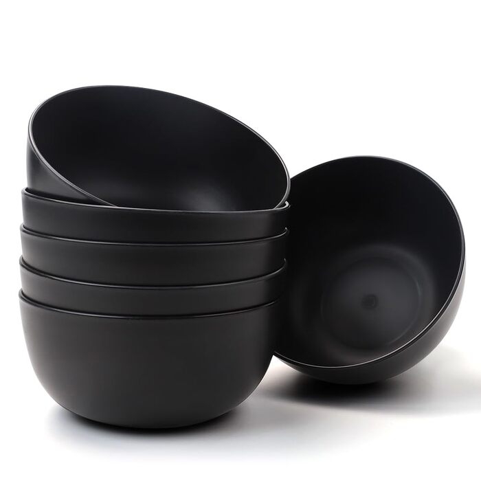 Набір мисок Bugucat для мюслі, супу та салатів, 6 шт, 1400 мл, чорного кольору