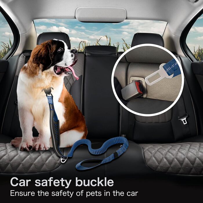 Міцна тактична повід для собак з карабіном швидкого закриття та світловідбиваючими нитками, 1,2-1,8 м Power-Stretch повід для середніх та великих собак (Морський колір та Чорний)