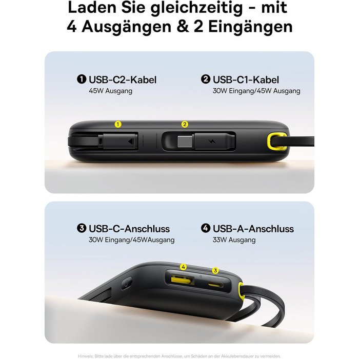 Power Bank Baseus QPow3 20000mAh 45W з 3 USB-C та 1 USB-A, LED дисплеєм, PD3.0/QC4.0, чорний