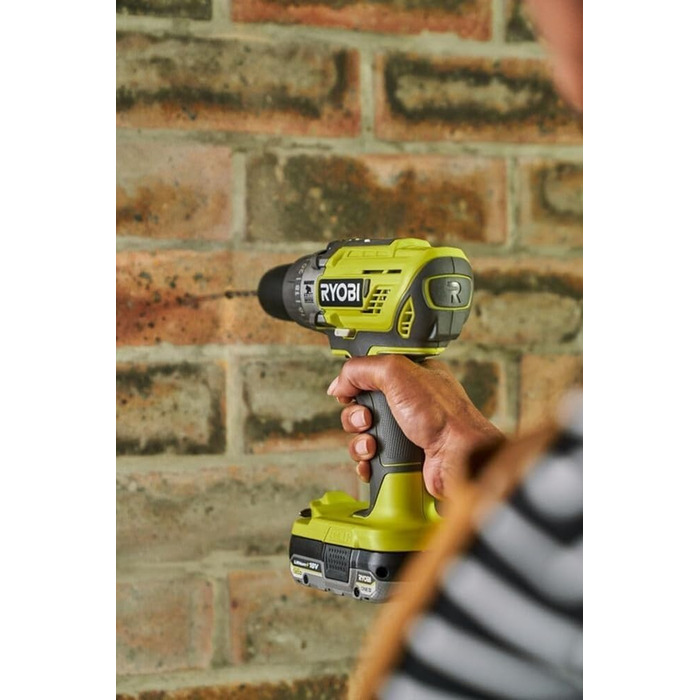 RYOBI 18V ONE+ акумуляторний ударний дриль-шуруповерт R18PD32-1C20G (2 швидкості, 50Nm, 24 ступ. крутного моменту, металевий патрон 13мм, 1x 2.0Ah акумулятор, зарядний пристрій) Generation 2 – безщітковий двигун