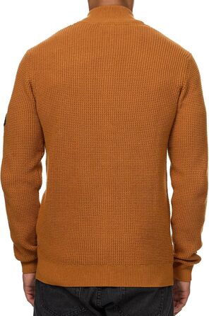 Чоловіча в'язана жилетка Indicode INayton зі стійким коміром та блискавкою | Кардіган з тонкого в'язання для чоловіків (M, Карамель)