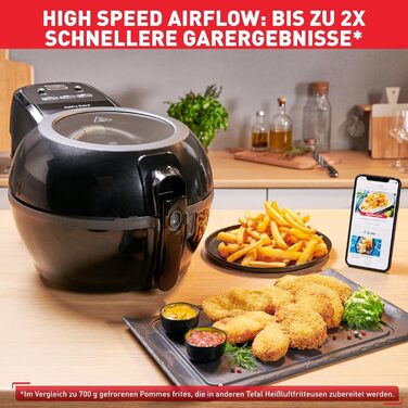 Tefal FZ7228 ActiFry Extra Hot Air Fryer | Air Fryer with Stirring Arm, No Shaking | 1550 W | 1.2 kg for 6 People | High Speed Airflow | Timer | Energy-saving | Healthy fryer without oil | Black