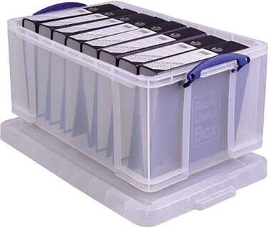 Really Useful Box 2-Pack, 64 Liter, for Organizing and Storing, 710 x 440 x 310 mm, transparent (Single (1 Pack))
