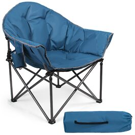 Крісло кемпінгове розкладне High Point Sports Moonchair XXL (до 150 кг) синій - з підсклянником для кемпінгу, саду, відпочинку
