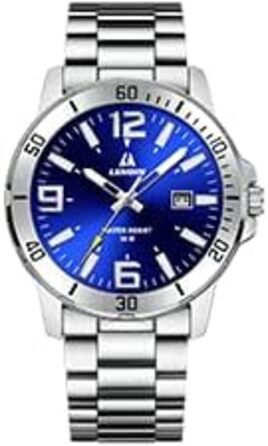 Годинник чоловічий LENQIN з нержавіючої сталі, водонепроникний, з датою, аналоговий кварцовий годинник, бізнес-стиль, срібний колір, синій циферблат