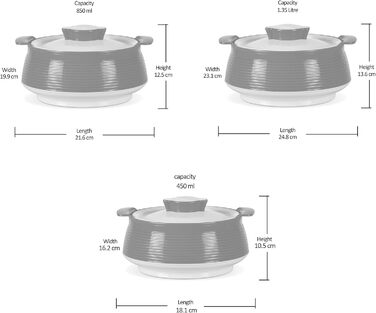 Milton Venice Jr. Insulated Stainless Steel Casserole Set of 3 (450 ml, 850 ml, 1.35 Litres), Marble Green | BPA Free | Food Grade | Easy to Carry & Store | Ideal for Chapatti / Roti