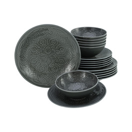 Набір посуду CreaTable Serie Orient Mandala 18 предметів, порцеляновий, для мікрохвильової печі та посудомийної машини, виготовлено в Європі