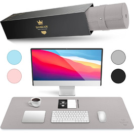 Підкладка під клавіатуру та мишу HAMZAM PU Leder 90x40 см - преміум якість, сірий колір