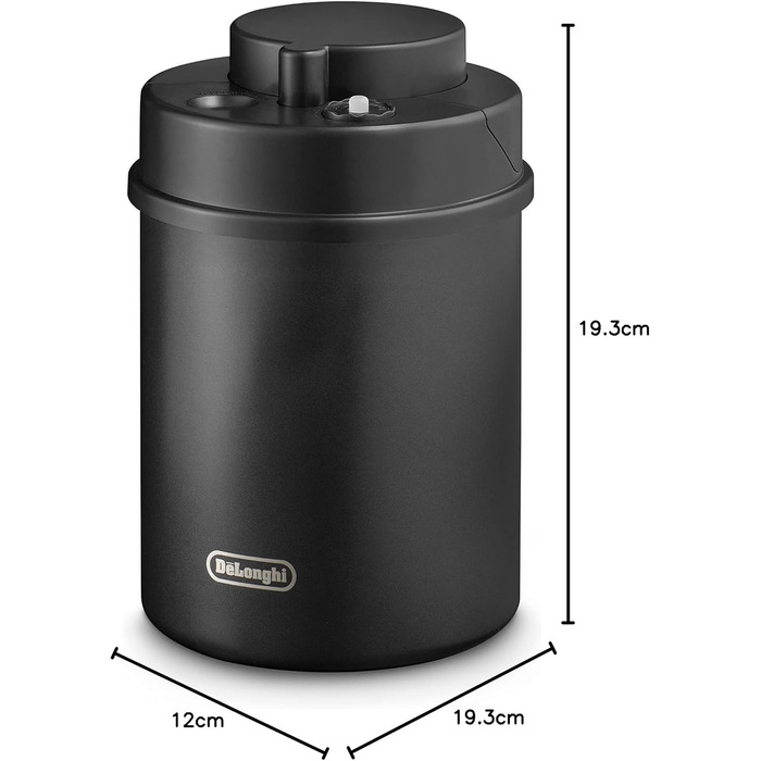 Контейнер для кави De'Longhi DLSC071 – 1,5 л, ручне закриття, чорний, з нержавіючої сталі