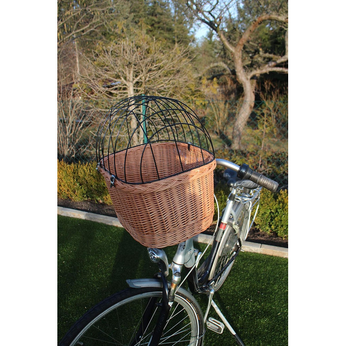 Корзина для собак на кермо велосипеда з ротангу з металевою сіткою та подушкою XL або XXL. Ротангкова корзина для собак, корзина на кермо, кошик для покупок (XL з подушкою) (XL без подушки)