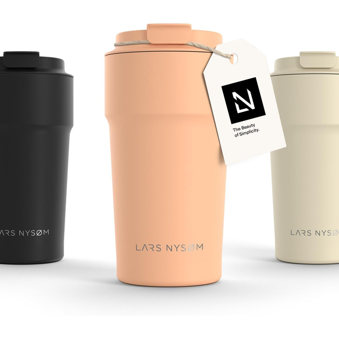 Термокружка для кави та чаю Lars Nysøm 380 мл | Зі сталі, з ізоляцією, не протікає | Ідеально для подорожей