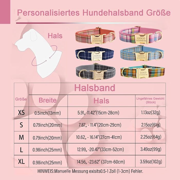 Персоналізоване собаче ошийник з металевою застібкою: з іменем та номером телефону. Регульовані розміри для собак середніх та великих порід.