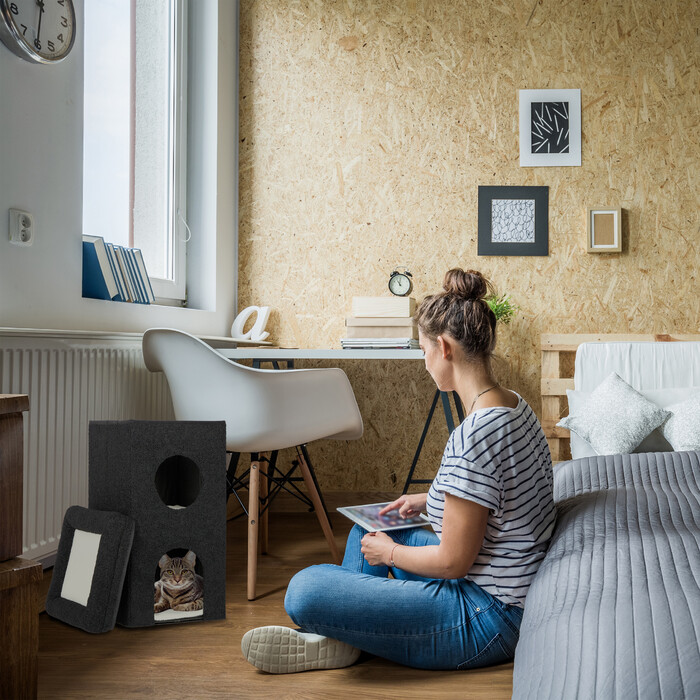 Relaxdays Складна котяча печера в чорному кольорі