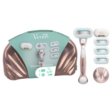 Подарунковий набір жіночих бритв Gillette Venus Pro Smooth Sensitive, металевий корпус, Rosegold