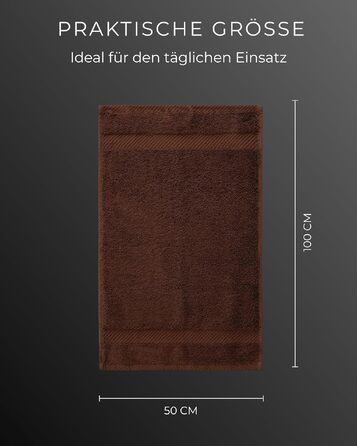 Набір махрових рушників 50x100 см, 100% бавовна, 600 г/м², Oeko-TEX, коричневі, 8 шт.